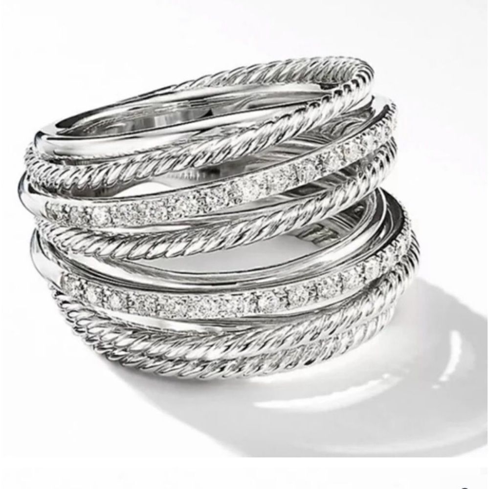 The Moderne Statement band ring in 925 & white sapphire sz 9